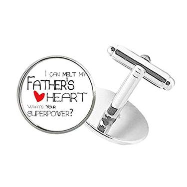 Imagem de DIYthinker Abotoaduras I Can Melt My Father's Heart Best Papa Love com botão redondo