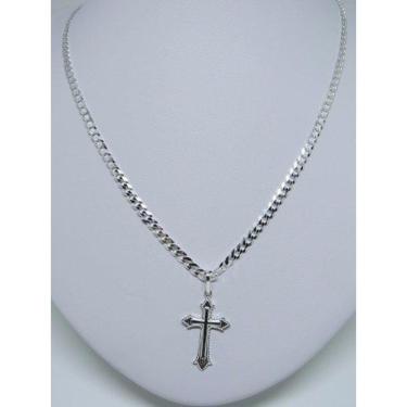 Imagem de Corrente Cordão 80cm E Pingente CrucifixoDe Prata 925 Maciça