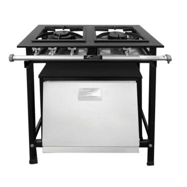 Imagem de Fogão Industrial 2 Bocas com Forno Baixa Pressão P7 - Fundiferro