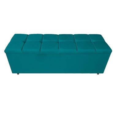 Imagem de Calçadeira Estofada 160 Cm Queen Size Suede Azul Turquesa