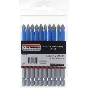 Imagem de Jogo 10 Bits Ponta Phillips 2 Aço Cromo S2 90Mm Starfer