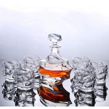 Imagem de Garrafa Decanter Vidro Whisky Licor 900Ml +6 Copos Superluxo