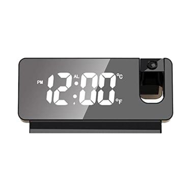 Imagem de Yuwao Relógio Digital de Projeção de LED Relógio de Mesa Relógio de Mesa de Dormir Timer de Dormir Grande Relógio de Teto com Exibição de Data e Hora de Temperatura para Adultos Crianças