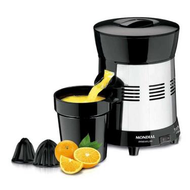 Imagem de Espremedor de Frutas Mondial E-10 Turbo Com Cone Extra e 250W Preto e Inox