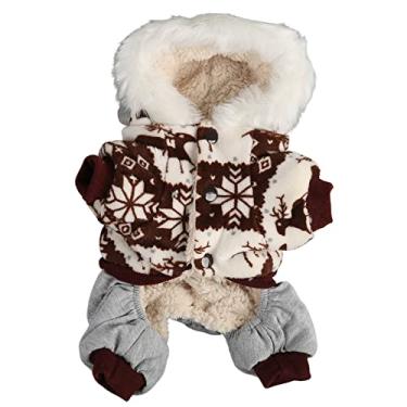 Imagem de Tnfeeon Casaco de inverno para cães de estimação, casaco quente para cães, colete para animais de estimação, roupas acolchoadas, pequeno, casaco com capuz para cães de Natal, floco de neve, alce, jaqueta de inverno para cães pequenos, médios e gatos