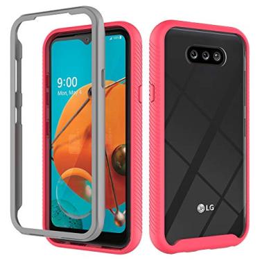 Imagem de Capa de telefone para LG K31 Advanced Starry Sky com protetor de tela integrado para LG K31 capa de telefone resistente e resistente à prova de choque capa de silicone (rosa, LG K31)