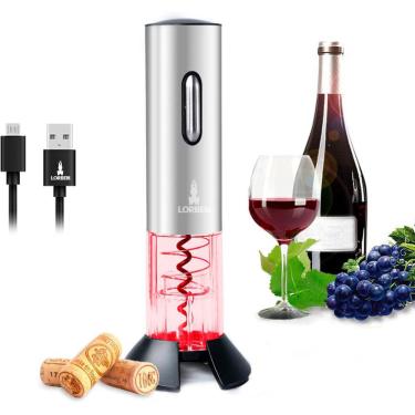 Imagem de Abridor Vinho Saca Rolha Elétrico com Led sem Fio Bateria Recarregável Lorben