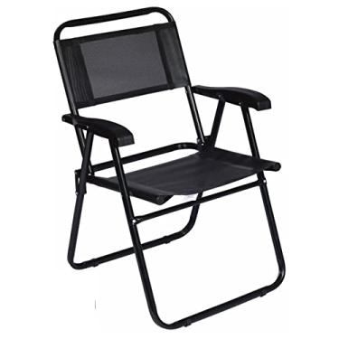 Imagem de Cadeira Aço Reforçada Até 120Kg Para Praia Camping Piscina Master - 2048 Mor - Preto