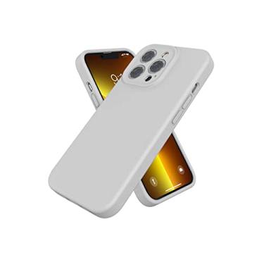 Imagem de Capa de silicone líquido cor sólida pele sensação para iphone 13 12 11pro max mini x xs xr 7 8 plus se2020 capa de borda reta resistente a choques, cal seixo, para iphone 13