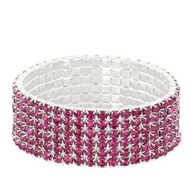 Imagem de Falari Pulseira el stica de cristal com strass brilhante para casamento, 7 inch