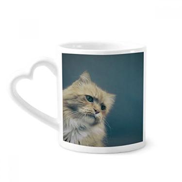 Imagem de Caneca de fotografia de gato azul animal caneca de café cerâmica copo de coração de vidro