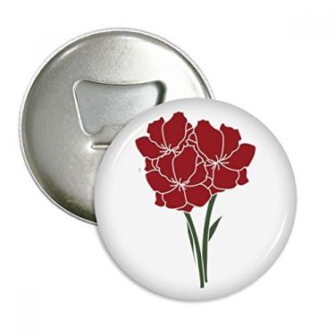 Imagem de Abridor de garrafas com ímã de geladeira e flores de cravo com folhas