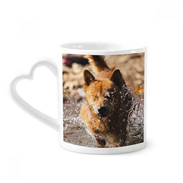 Imagem de Caneca para fotografia de animal fofo de cachorro japonês caneca de cerâmica copo de coração de vidro
