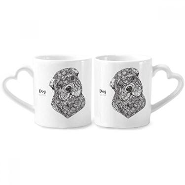 Imagem de Conjunto de canecas de porcelana para casais, filhotes de cachorro, amigo, coração