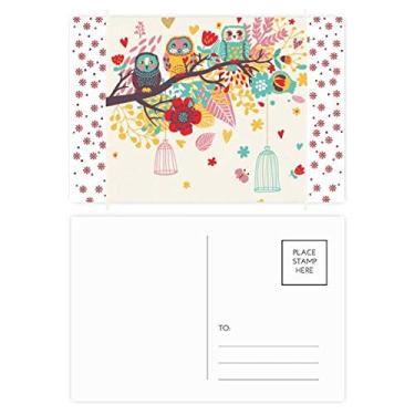 Imagem de Ilustração Animais Ramos Flores Corujas Natal Flor Celebração Cartão Postal Bênção