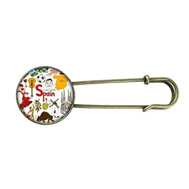Imagem de Espanha Landscap Animais Bandeira Nacional Retro Metal Broche Broche Clipe Joias