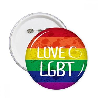Imagem de Love LGBT Tinta Arco-Íris Coração Alfinetes Redondos Emblema Botão Decoração 5 peças