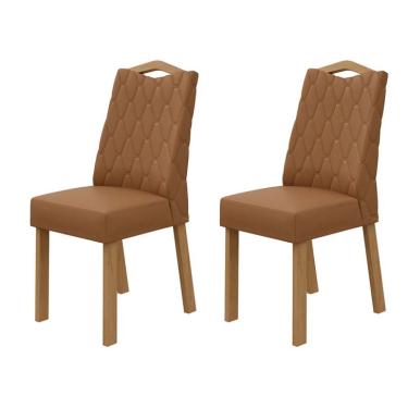 Imagem de Conjunto com 2 Cadeiras Venus Sintético Caramelo e Amêndoa Clean