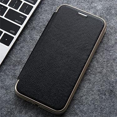 Imagem de Capa de couro de luxo para iPhone 14 13 12 Mini 11 Pro XS Max XR X 7 8 Plus SE 2020 2022 Carteira Slot para Cartão Magnético Capa Preto para Iphone SE 2020