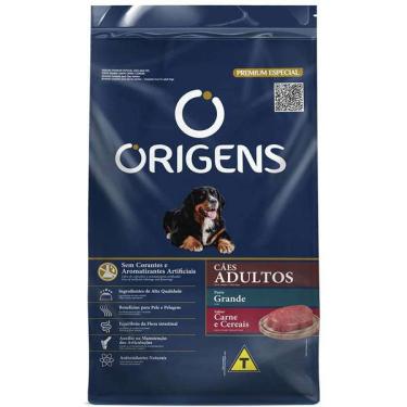 Imagem de Ração Seca Origens Carne e Cereais para Cães Adultos Raças Grandes - 3 Kg