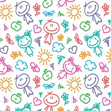 Imagem de Papel de Parede Infantil Colorido Infância Desenhos 57x270cm