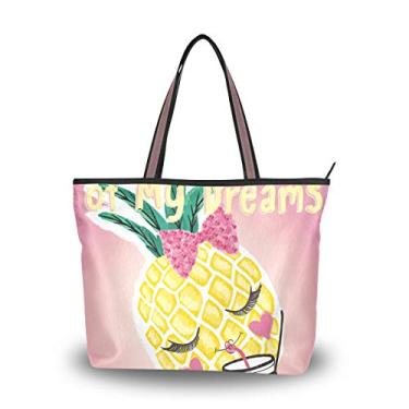 Imagem de Bolsa tote fofa de abacaxi, bolsa de ombro para mulheres e meninas, Multicolorido., Medium