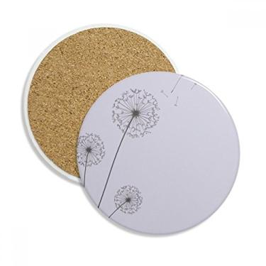 Imagem de Caneca de porta-copos com três plantas de dente-de-leão para proteção de mesa, pedra absorvente