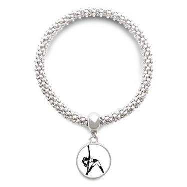 Imagem de DIYthinker Yoga Girl Stretching Keep Outline Pulseira de prata Pingente Joias Corrente Ajustável