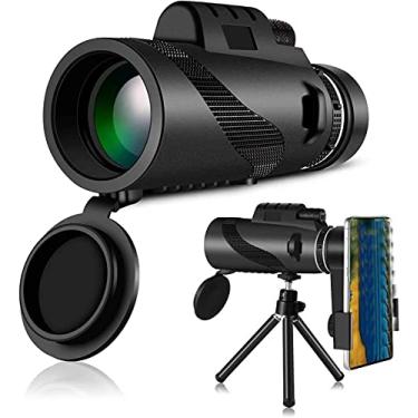 Imagem de Telescópio monocular adulto 12x50 HD telescópio monocular à prova d'água de alta potência com tripé adaptador de smartphone para observação de pássaros, caminhadas, camping, passeios turísticos