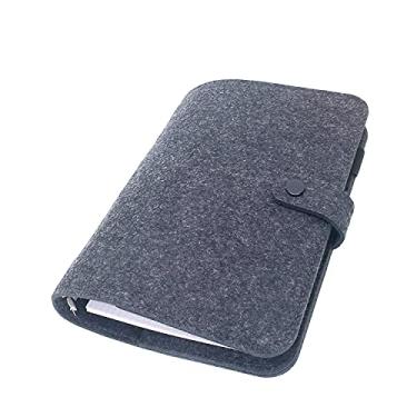 Imagem de A6 / A5 Capa de feltro de 6 furos redondo com vista de anel Pasta de arquivo para protetores de folha solta (Black 06, A5 mini set)