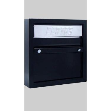 Imagem de Caixa de correio cartas correspondência portão grade ou embutir  parede ou muro chapa de aço  preta
