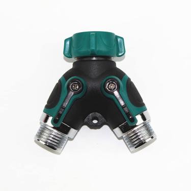 Imagem de C/H Divisor de mangueira de jardim, conector de torneira de mangueira de válvula Y externo de 2 vias, divisor Y de torneira externa, conector de torneira de jardim de 1,9 cm com 3 arruelas de borracha e válvulas de desligamento