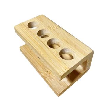 Imagem de Fenteer Cabeças de escova de dentes elétrica, acessórios de suporte, organizador de pasta de dente de madeira para bancada, 4 furos