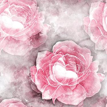 Imagem de ReWallpaper Papel de parede floral rosa blush descasque e cole manhã nebuloso branco e rosa peônia papel de parede cole e descasque 44,5 cm x 3 m rosa claro floral papel de contato para armários paredes quarto de meninas
