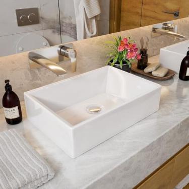 Imagem de Cuba Pia De Sobrepor Para Banheiro Mármore Sintético Safira