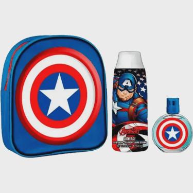 Imagem de Perfume Kit Marvel Avengers Capitão América Edt 50Ml Chuveiro Gel 300Ml Masculin