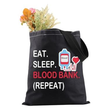 Imagem de JXGZSO Saco de compras Blood Bank Tech Eat Sleep Blood Bank Repeat Tote Bag Med Tech Clinical Laboratory Gift Lab Scientist Gift, Bolsa para banco de sangue, One Size