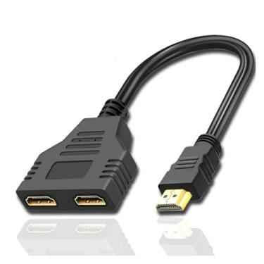 Imagem de HDMI-compatible Cable Splitter 1080P 2 Dual Port Y Splitter 1 In 2 Out Cable Adapter Fit Compatible LCD TV Bx PS3 HDMI-compatible Splitter 0.5M