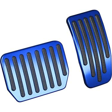 Imagem de QIRUIMY Conjunto de pedais para Tesla Model 3 Model Y, acessórios de alumínio antiderrapantes para carro, capas de pedal de freio e acelerador para modelo 3/Y (azul)