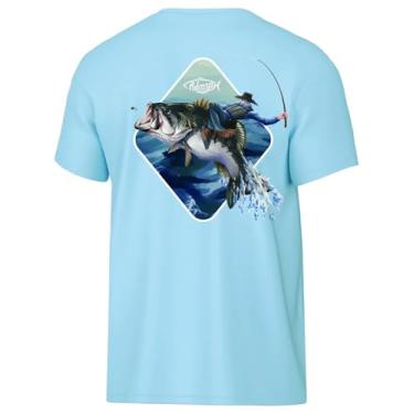 Imagem de Palmyth Camiseta juvenil de manga curta FPS 50+ para meninos com proteção solar, Azul gelo/Cowboy Master, G
