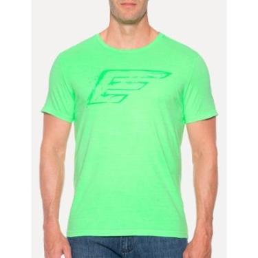 Imagem de Camiseta Ellus Masculina Cotton Fine Maxi Splash Logo Neon Verde-Masculino