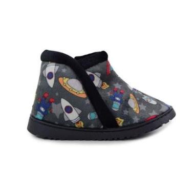 Imagem de Pantufa Infantil Masculina Specht Nervura Foguete Cinza 603-Masculino