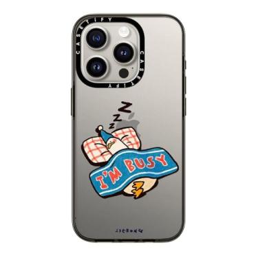 Imagem de CASETiFY Capa compacta para iPhone 15 Pro [leve/1,2 m. 2X proteção contra quedas de grau militar/fina] - I'm so busy - preto transparente