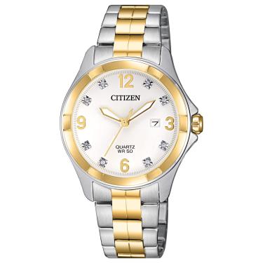 Imagem de Citizen Pulseira de quartzo de aço inoxidável, dois tons, relógio casual 15 (modelo: EU6084-57A)