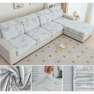 Imagem de Sofá De Estiramento Slipcover Sofá Capa Protetor De Móveis Sofá Macio Com Fundo Elástico Para Crianças, Poliéster Spandex Jacquard Tecido (C,Cinzento08)