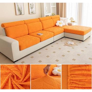 Imagem de Sofá De Estiramento Slipcover Sofá Capa Protetor De Móveis Sofá Macio Com Fundo Elástico Para Crianças, Poliéster Spandex Jacquard Tecido (D,Laranja07)