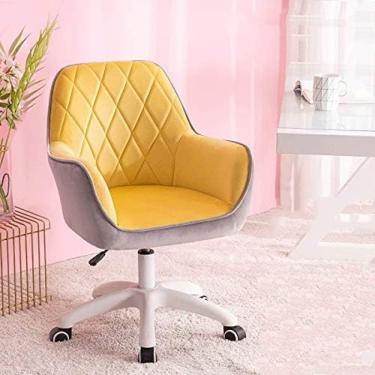 Imagem de Cadeira de computador com apoio de braço, cadeira de escritório de veludo, cadeira de conferência ergonômica com altura ajustável, cadeira giratória moderna para casa, quarto de estudo -, am