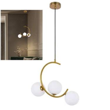 Imagem de Lustre Luminaria Pendente Meia Lua Enfeite Luxo Sala Quarto Cozinha Recepçao Moderno Comer
