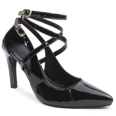 Imagem de Sapato Scarpin Re&Ton Bico Fino Palmilha Confort Feminino SC3 (Preto Verniz, BR, Adulto, Numérico, 39)