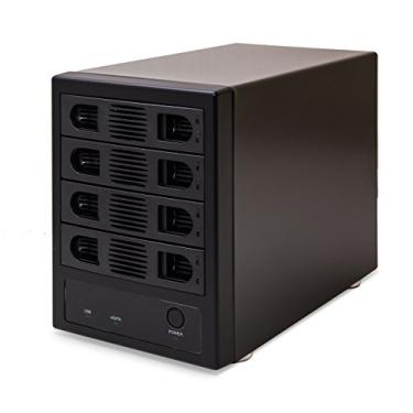 Imagem de Gabinete Syba SY-ENC50104 com 4 compartimentos SATA III HDD, não RAID, de 9 cm (3,5”) – suporta interface USB 3.0 e eSATA, preto